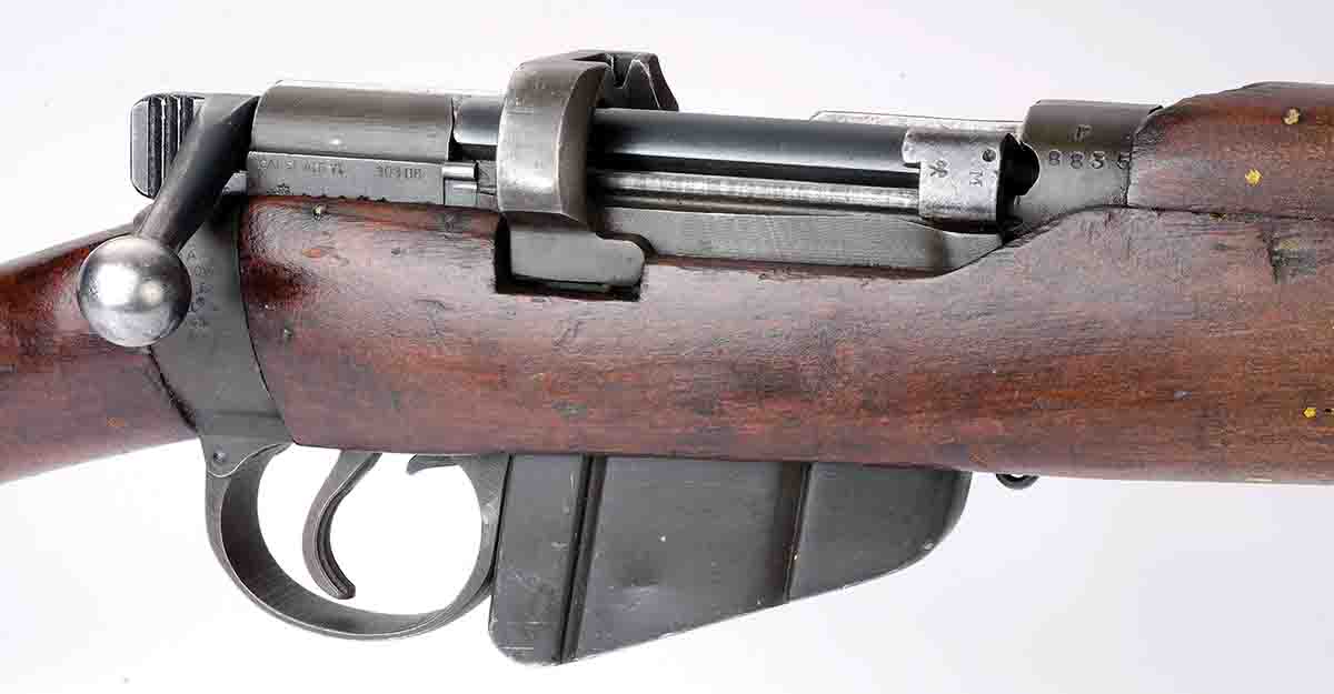 The SMLE No. 1 Mk III action utilized a 10-round, detachable box magazine.